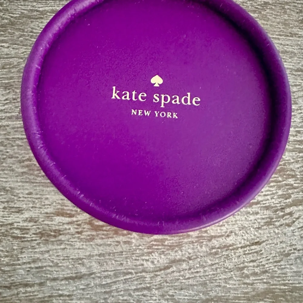 Kate Spade Round Gift Box, Purple and Red with Gold Accent. Jewelry Storage - Picture 2 of 5